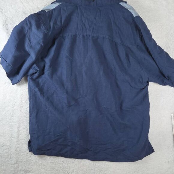 Milano Bay Men's Two-tone Colorblock Short Sleeve Button-up Camp Shirt Blue 2XL - Picture 6 of 7